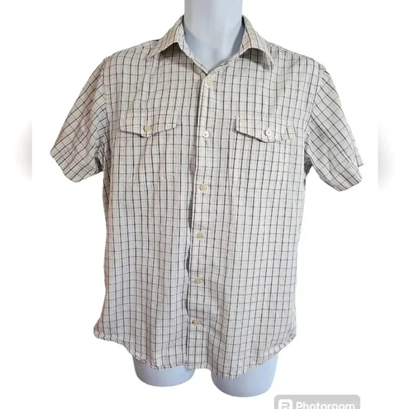 Banana Republic Other - Banana Republic Medium White Grey Checkered Preppy Classic YK Button Down Shirt